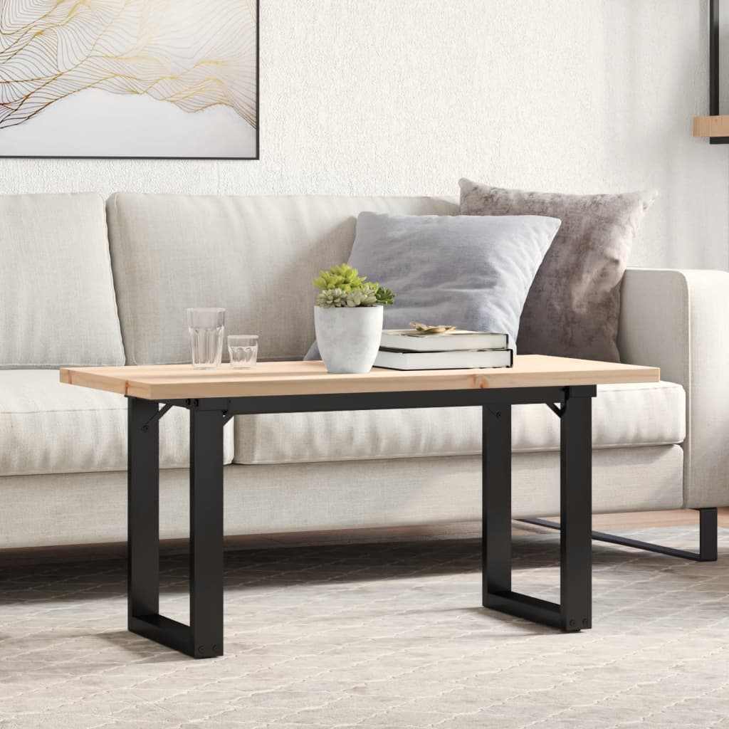 Coffee table O-frame 90x40x45.5cm solid pine &amp; cast iron