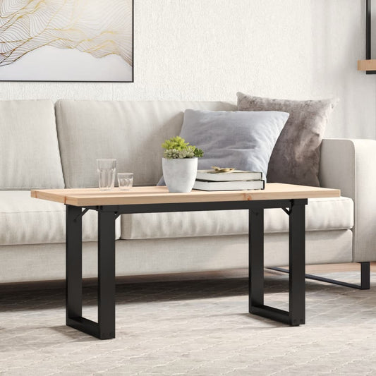 Coffee table O-frame 90x40x45.5cm solid pine &amp; cast iron