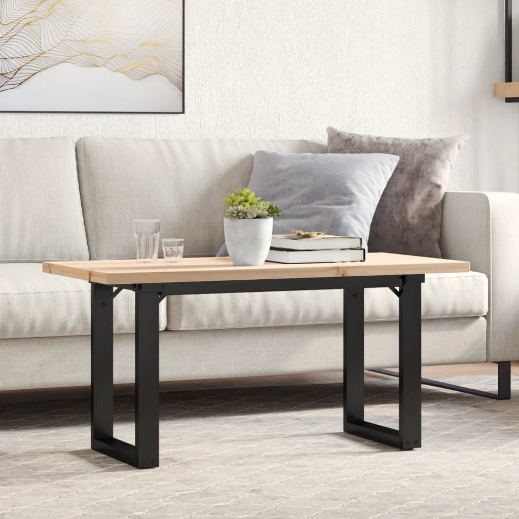 Couchtisch O-Gestell 100x50x45,5 cm Massivholz Kiefer Stahl