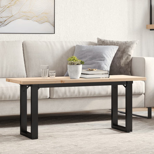 Coffee table O-frame 110x40x45.5 cm solid pine wood cast iron