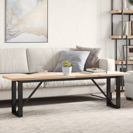 Coffee table O-frame 160x40x45.5 cm solid pine wood cast iron