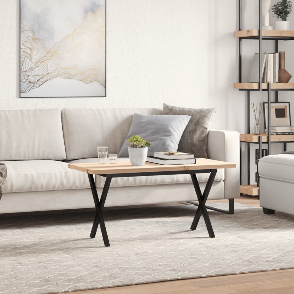 Table basse X-frame 90x40x45,5cm pin massif et acier