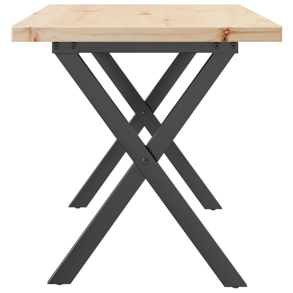 Table basse X-frame 90x40x45,5cm pin massif et acier