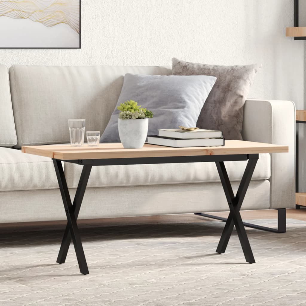 Table basse X-frame 90x40x45,5cm pin massif et acier