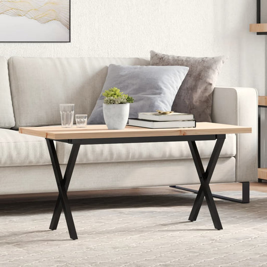 Table basse X-frame 90x40x45,5cm pin massif et acier