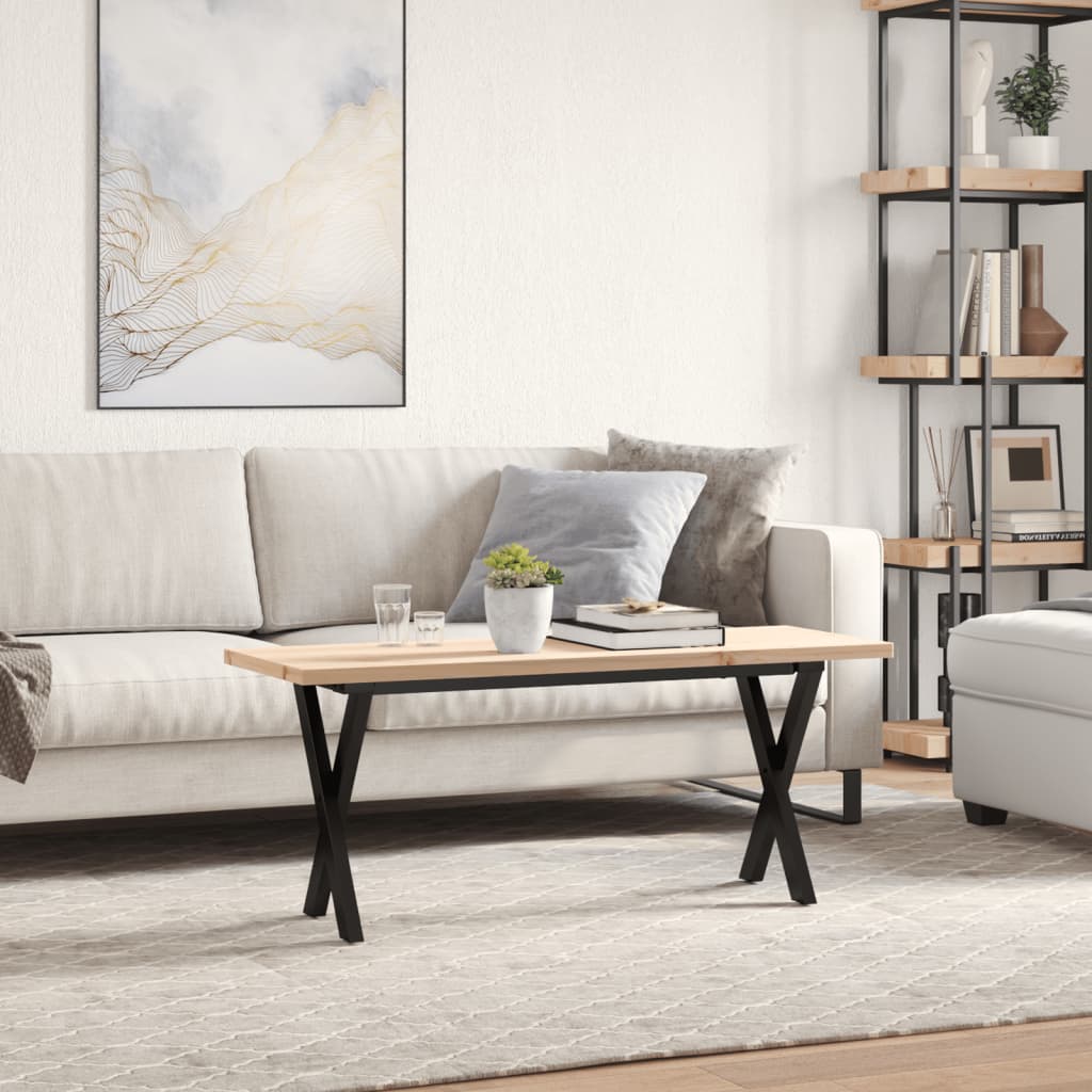 Table basse X-frame 110x40x45,5 cm pin massif acier
