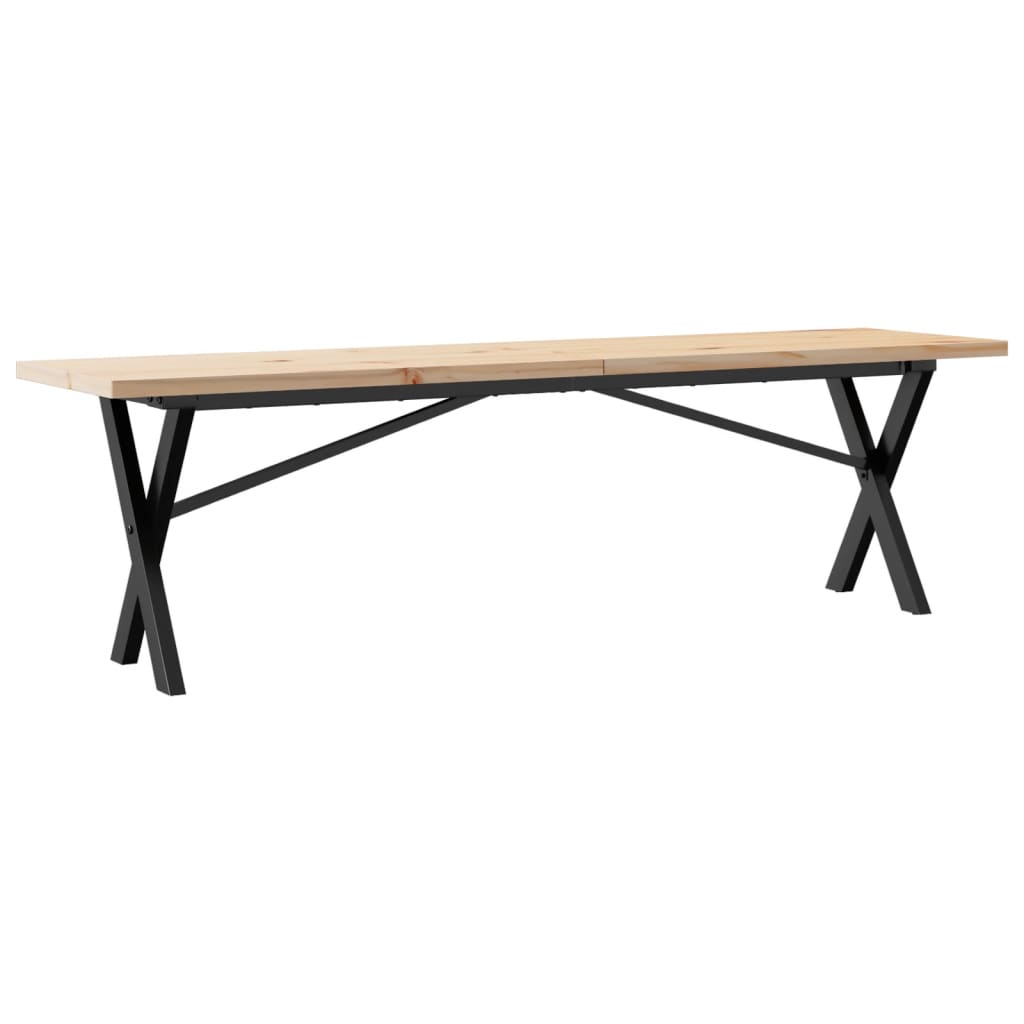 Couchtisch X-Gestell 160x40x45,5 cm Massivholz Kiefer Stahl