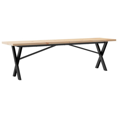Couchtisch X-Gestell 160x40x45,5 cm Massivholz Kiefer Stahl