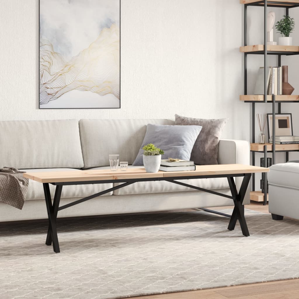 Table basse X-frame 160x40x45,5 cm pin massif acier