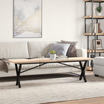 Couchtisch X-Gestell 160x40x45,5 cm Massivholz Kiefer Stahl