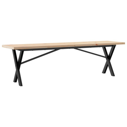 Couchtisch X-Gestell 160x40x45,5 cm Massivholz Kiefer Stahl