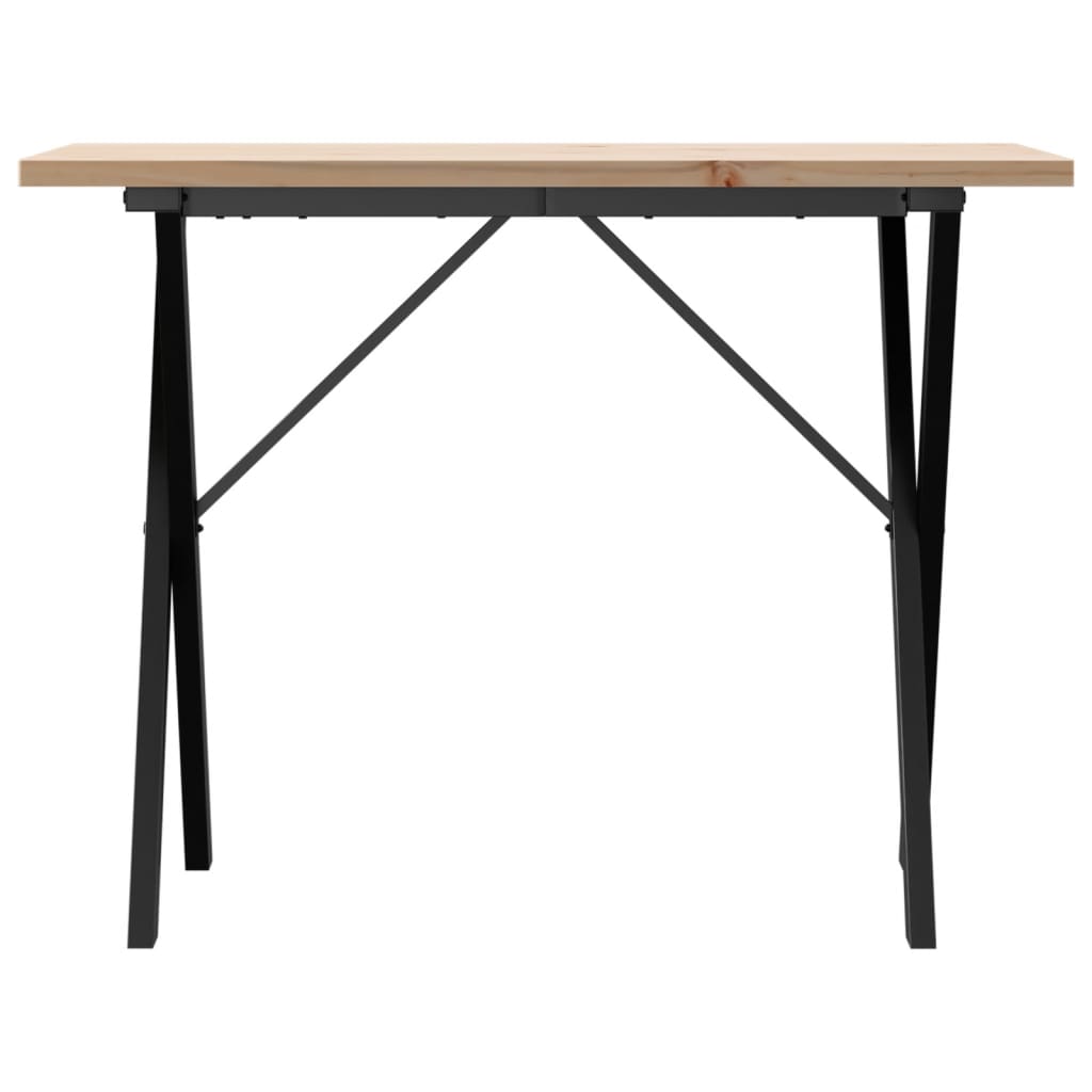 Esstisch X-Gestell 100x50x75,5 cm Massivholz Kiefer & Stahl
