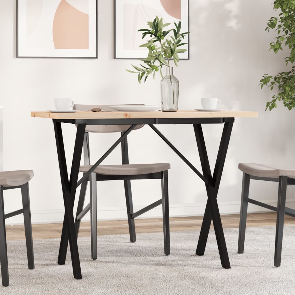Esstisch X-Gestell 100x50x75,5 cm Massivholz Kiefer & Stahl