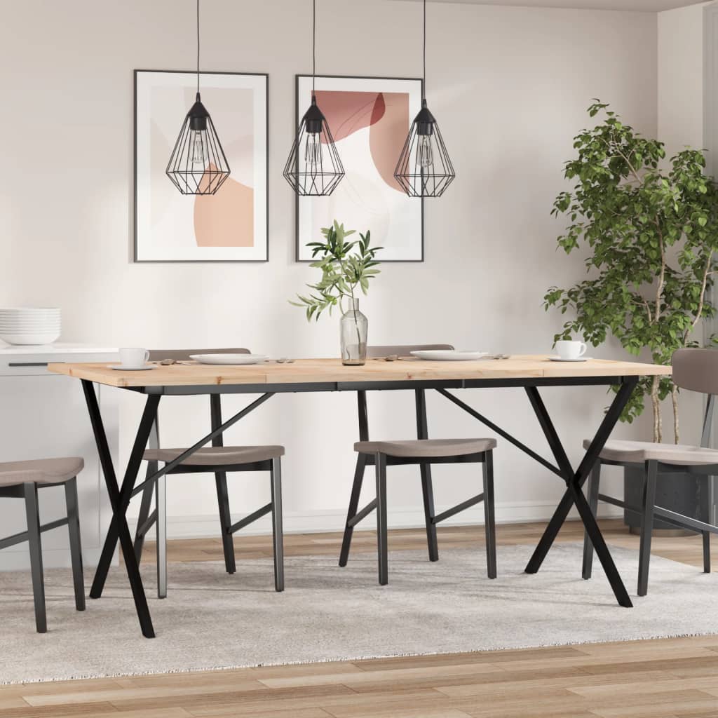Esstisch X-Gestell 180x90x75,5 cm Massivholz Kiefer & Stahl