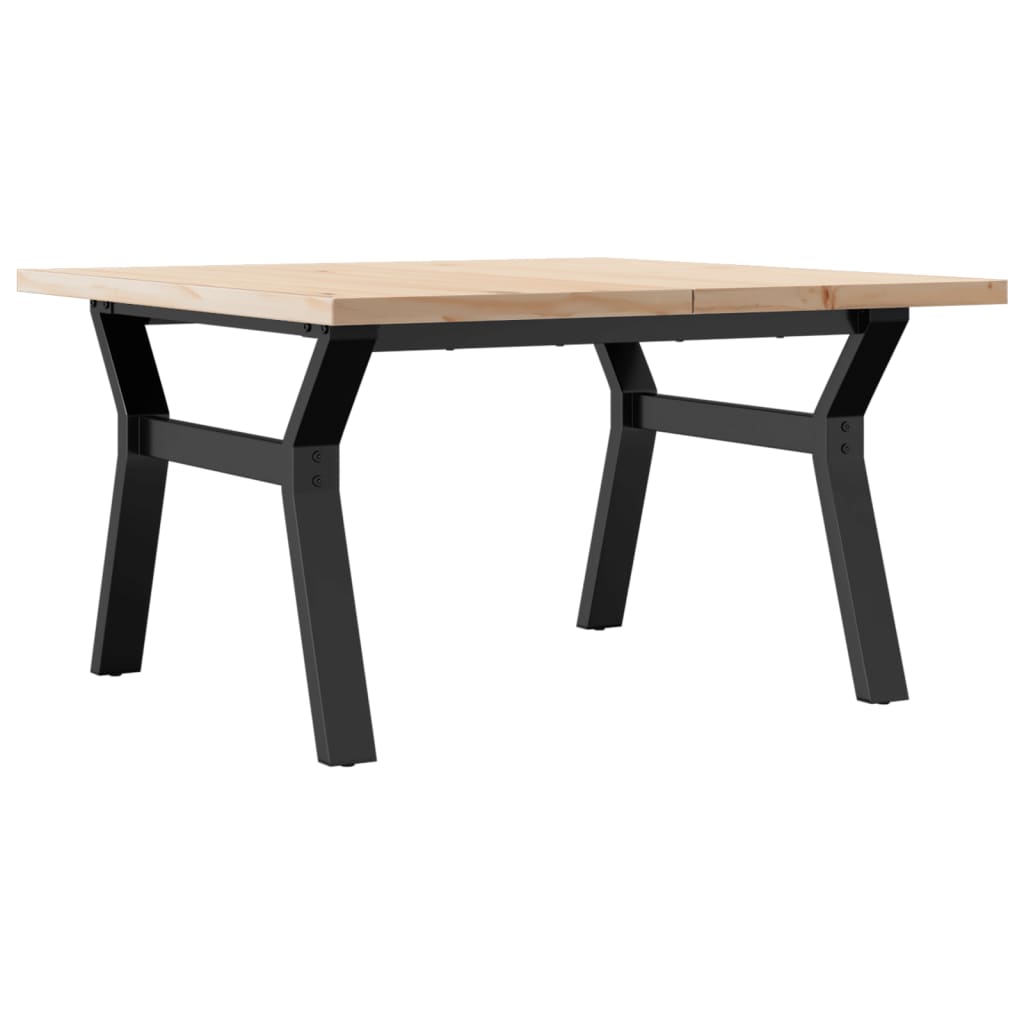 Table basse structure en Y 80x80x45,5cm pin massif et acier