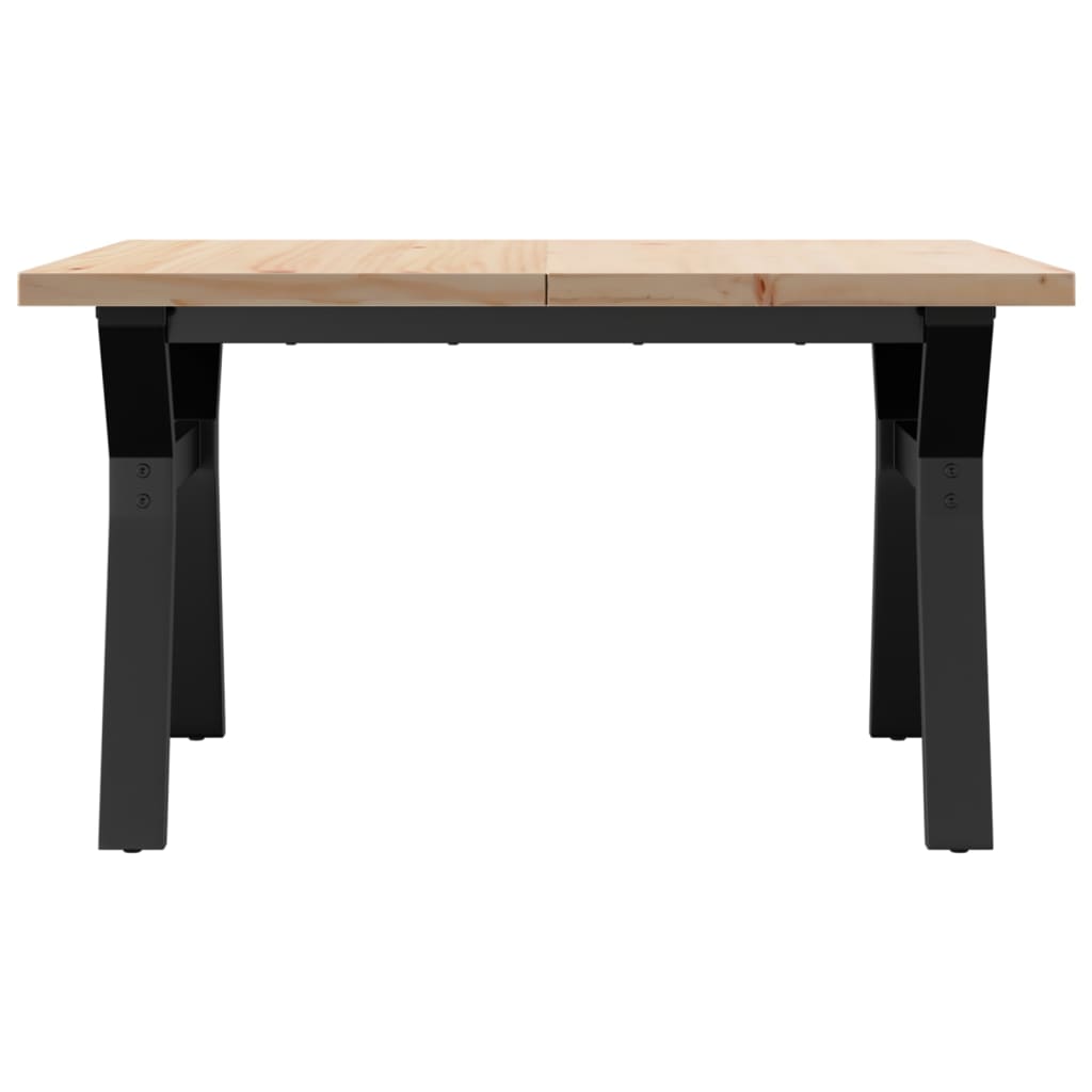 Table basse structure en Y 80x80x45,5cm pin massif et acier