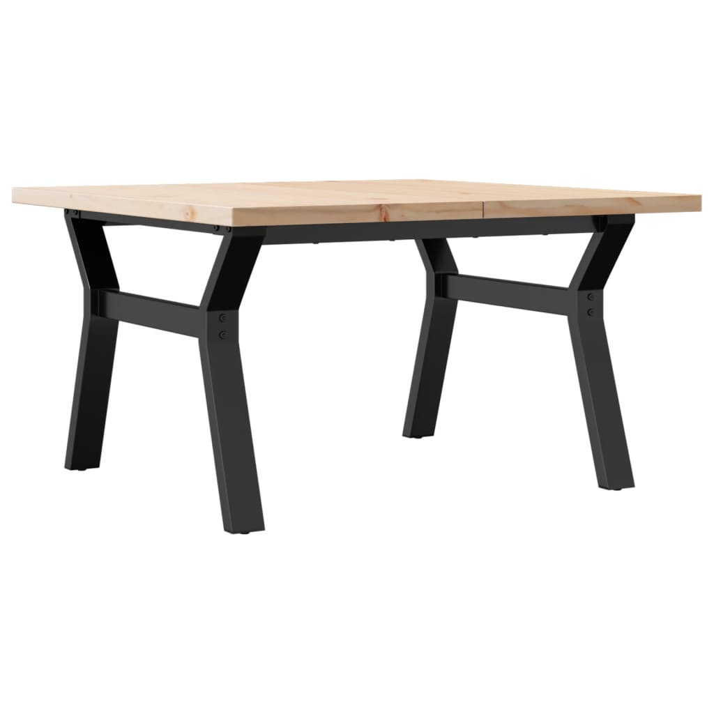 Table basse structure en Y 80x80x45,5cm pin massif et acier