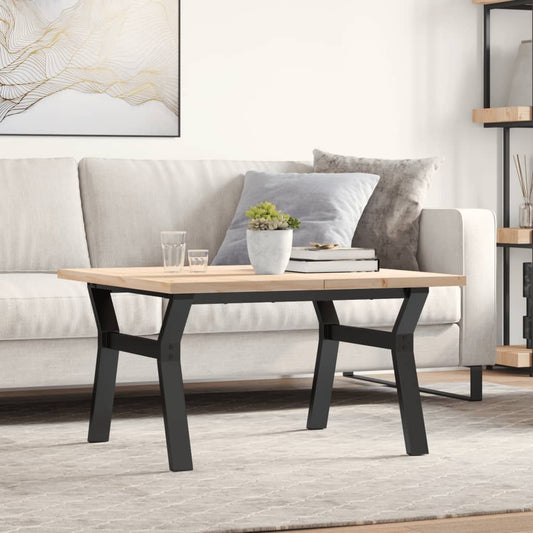 Coffee table Y-frame 80x80x45.5cm solid pine &amp; cast iron