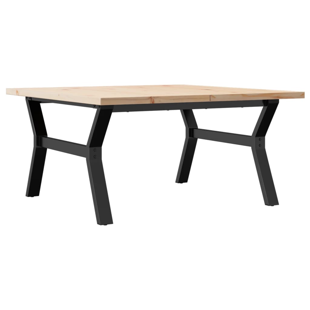 Coffee table Y-frame 90x90x45.5cm solid pine &amp; cast iron
