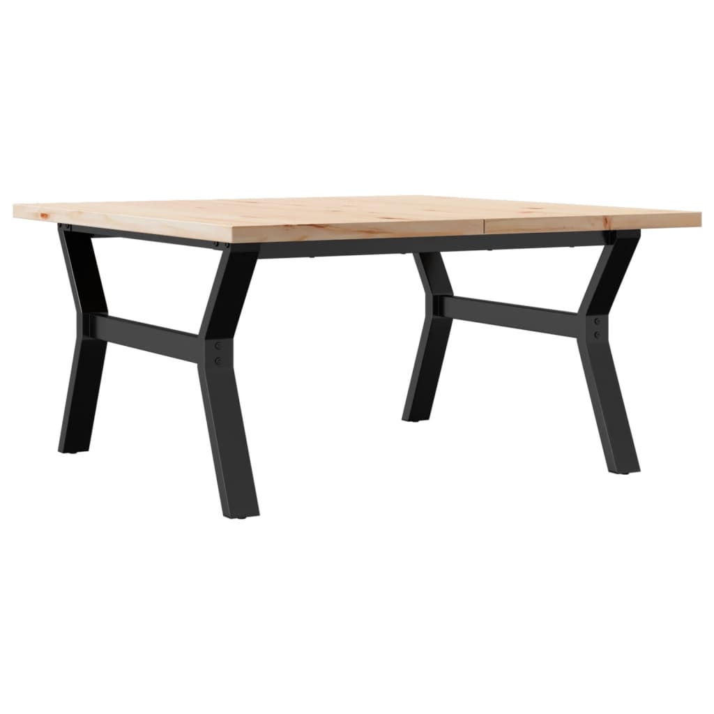 Coffee table Y-frame 90x90x45.5cm solid pine &amp; cast iron