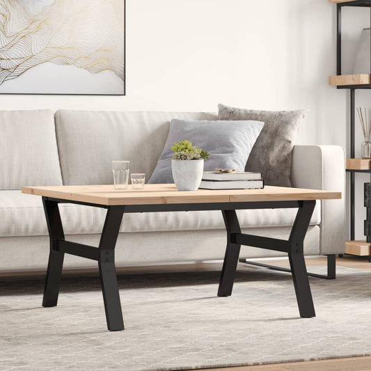 Coffee table Y-frame 90x90x45.5cm solid pine &amp; cast iron