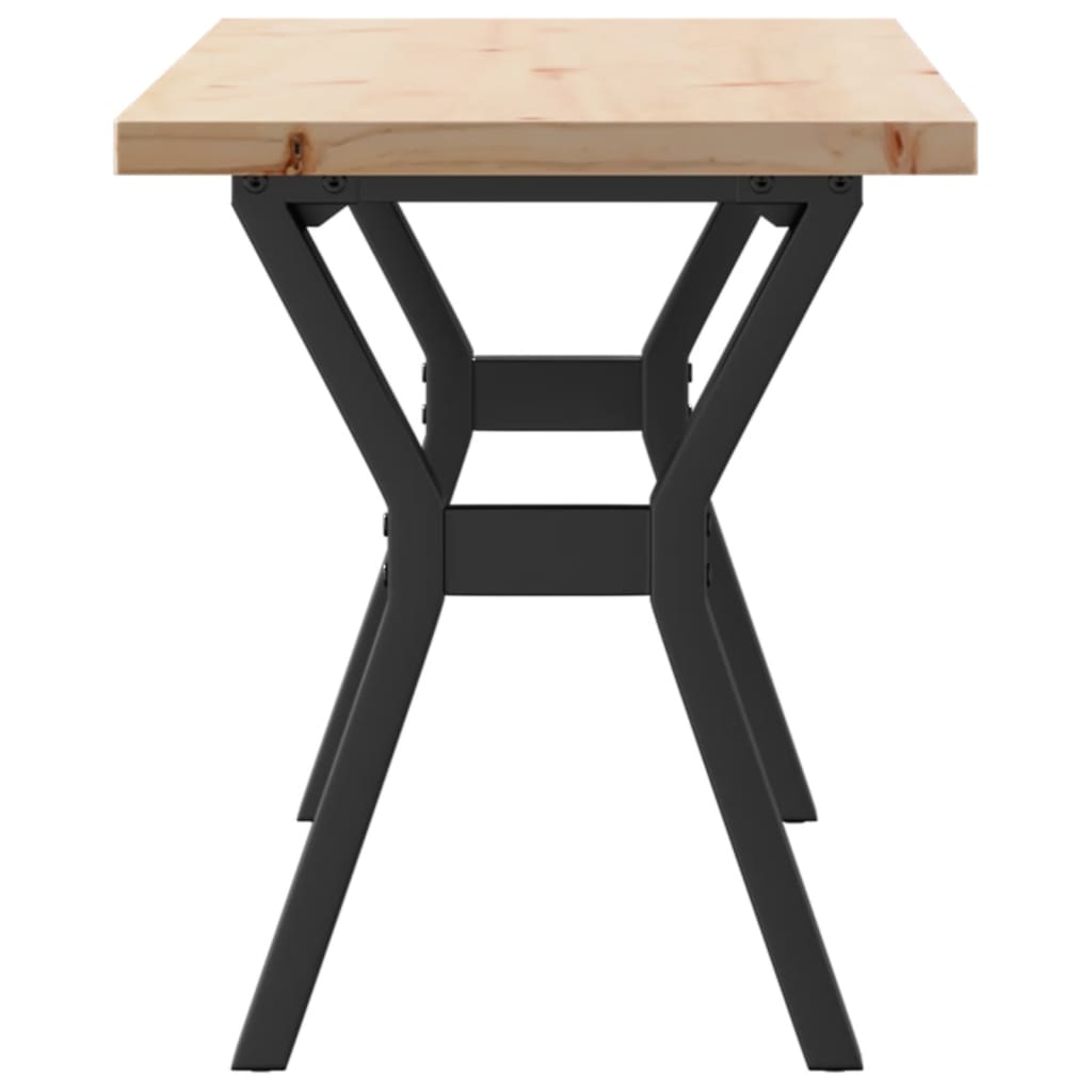 Coffee table Y-frame 110x40x45.5 cm solid pine wood cast iron