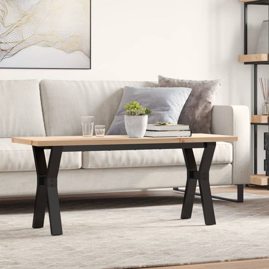 Coffee table Y-frame 110x40x45.5 cm solid pine wood cast iron