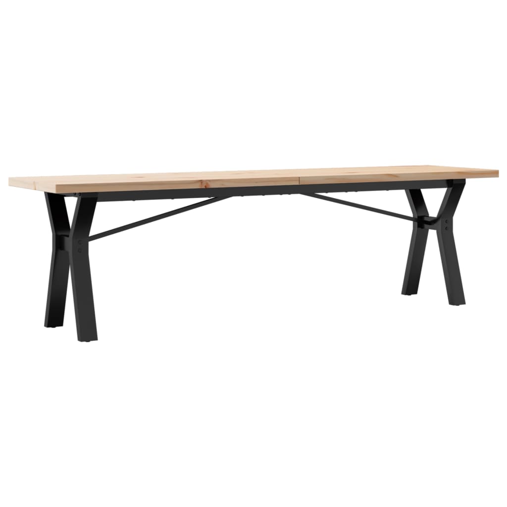 Coffee table Y-frame 160x40x45.5 cm solid pine wood cast iron