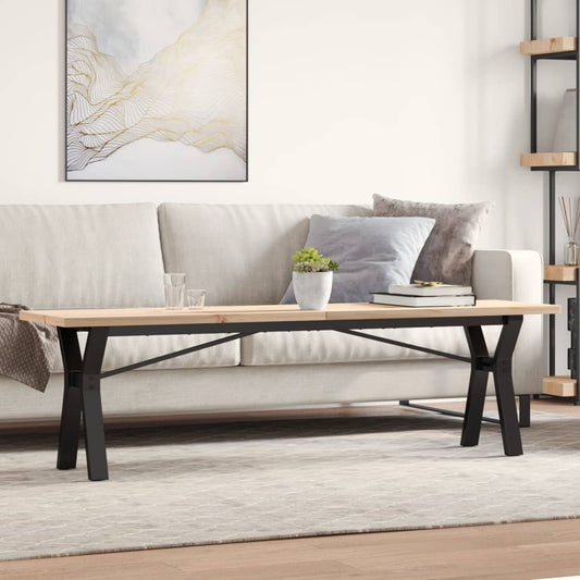 Coffee table Y-frame 160x40x45.5 cm solid pine wood cast iron