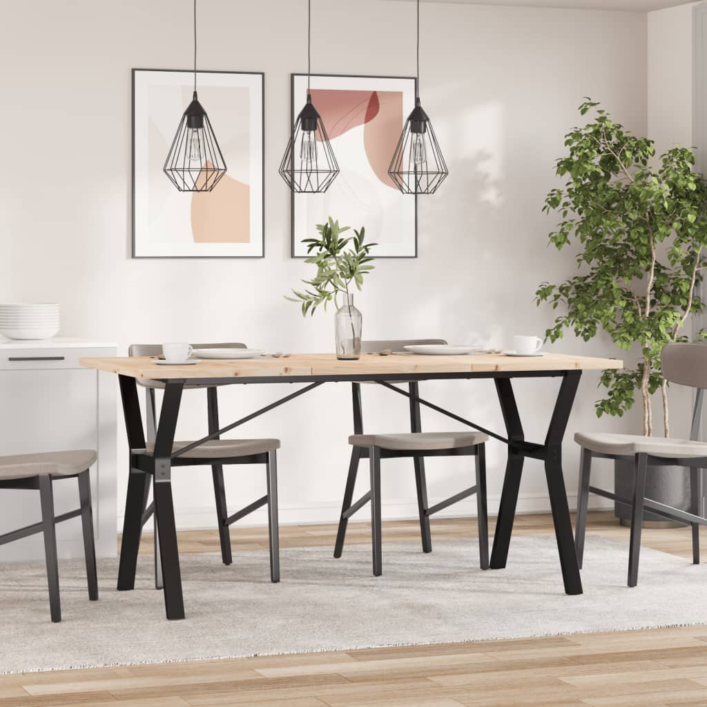 Esstisch Y-Gestell 140x80x75,5 cm Massivholz Kiefer & Stahl