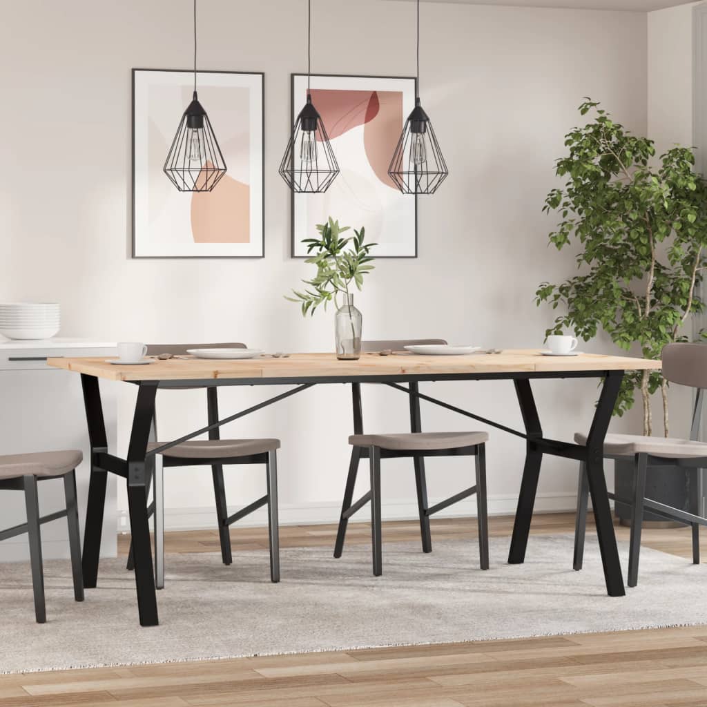 Esstisch Y-Gestell 180x90x75,5 cm Massivholz Kiefer & Stahl