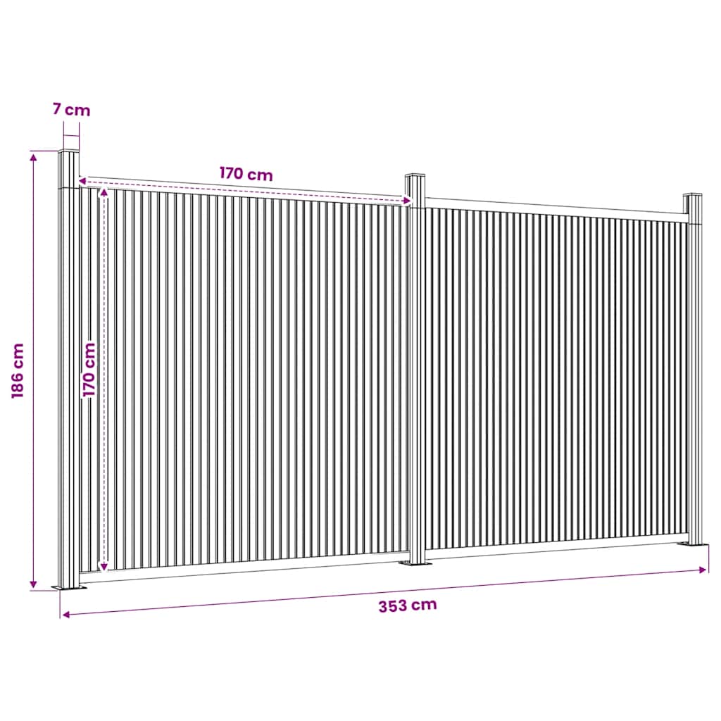 Zaunelement Grau 353x186 cm WPC