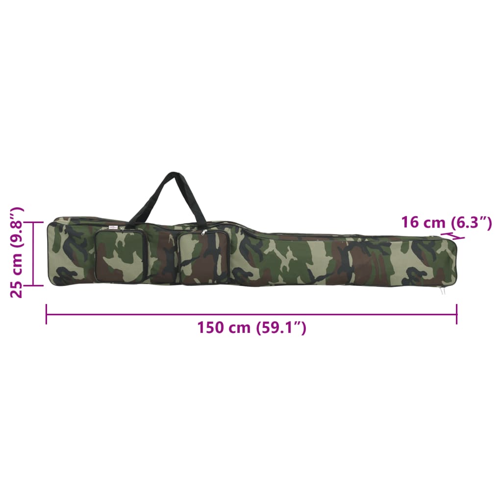 Sac pour canne à pêche camouflage vert 150 cm tissu Oxford