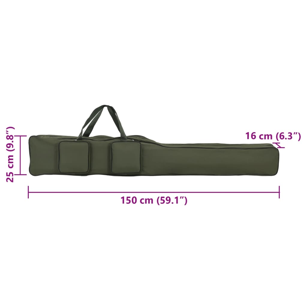 Sac pour canne à pêche vert foncé 150 cm tissu Oxford