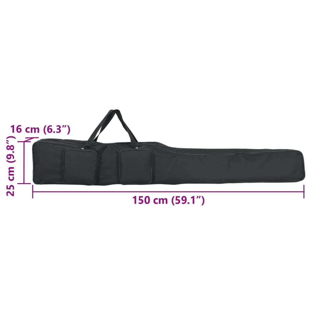 Angelrutentasche Schwarz 150 cm Oxford-Gewebe