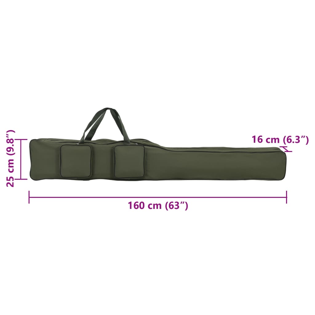 Sac pour canne à pêche vert foncé 160 cm tissu Oxford