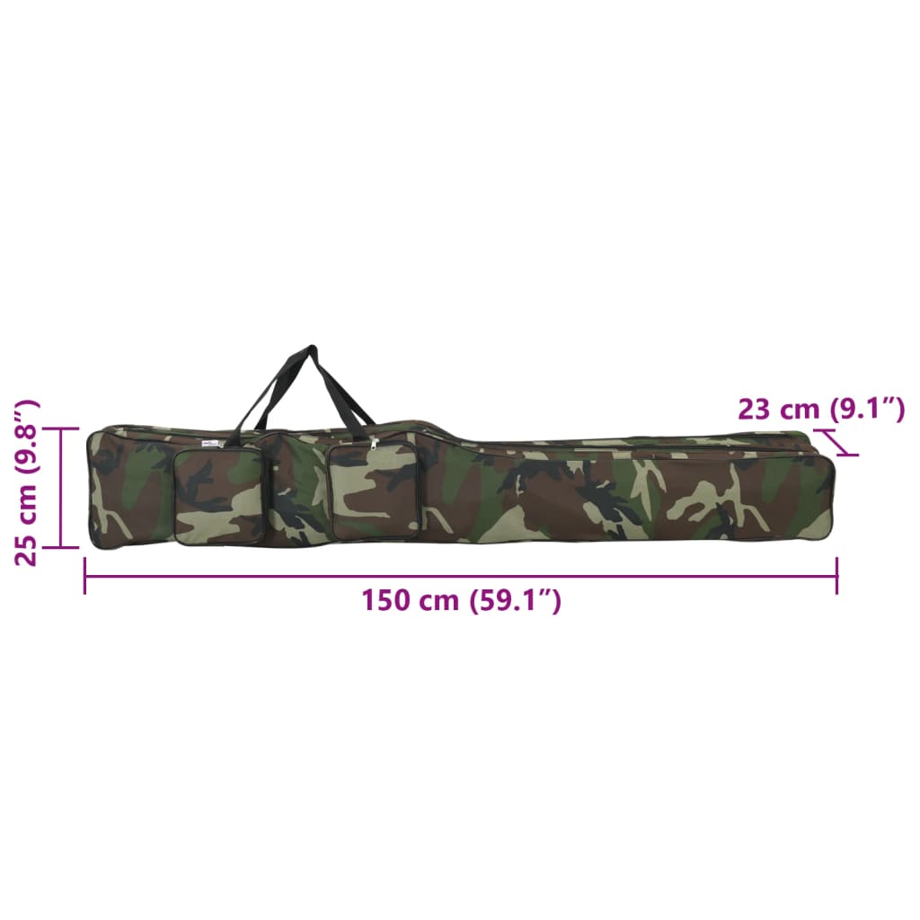 Sac pour canne à pêche camouflage vert 150 cm tissu Oxford