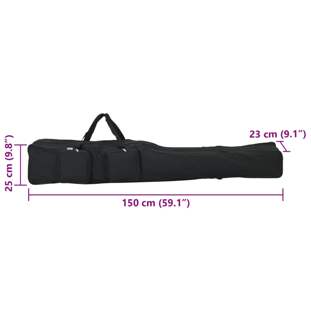 Angelrutentasche Schwarz 150 cm Oxford-Gewebe