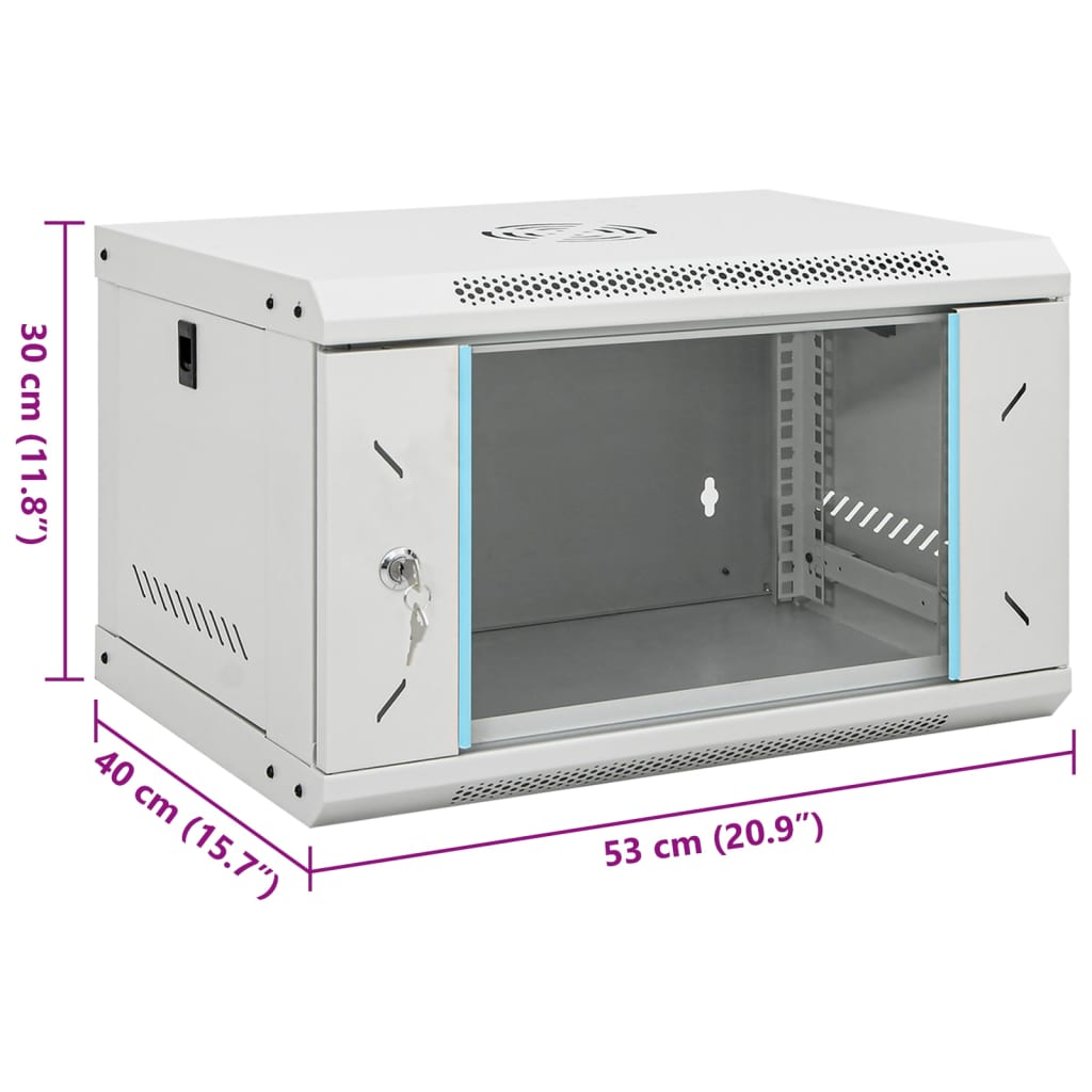 6HE Wandmontierter Netzwerkschrank 19" IP20 53x40x30 cm