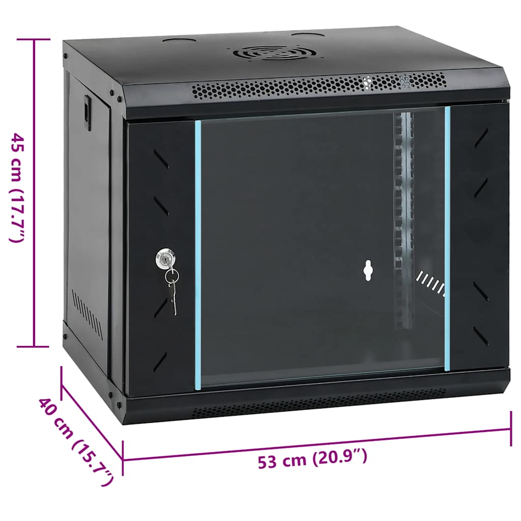 9HE Wandmontierter Netzwerkschrank 19" IP20 53x40x45 cm
