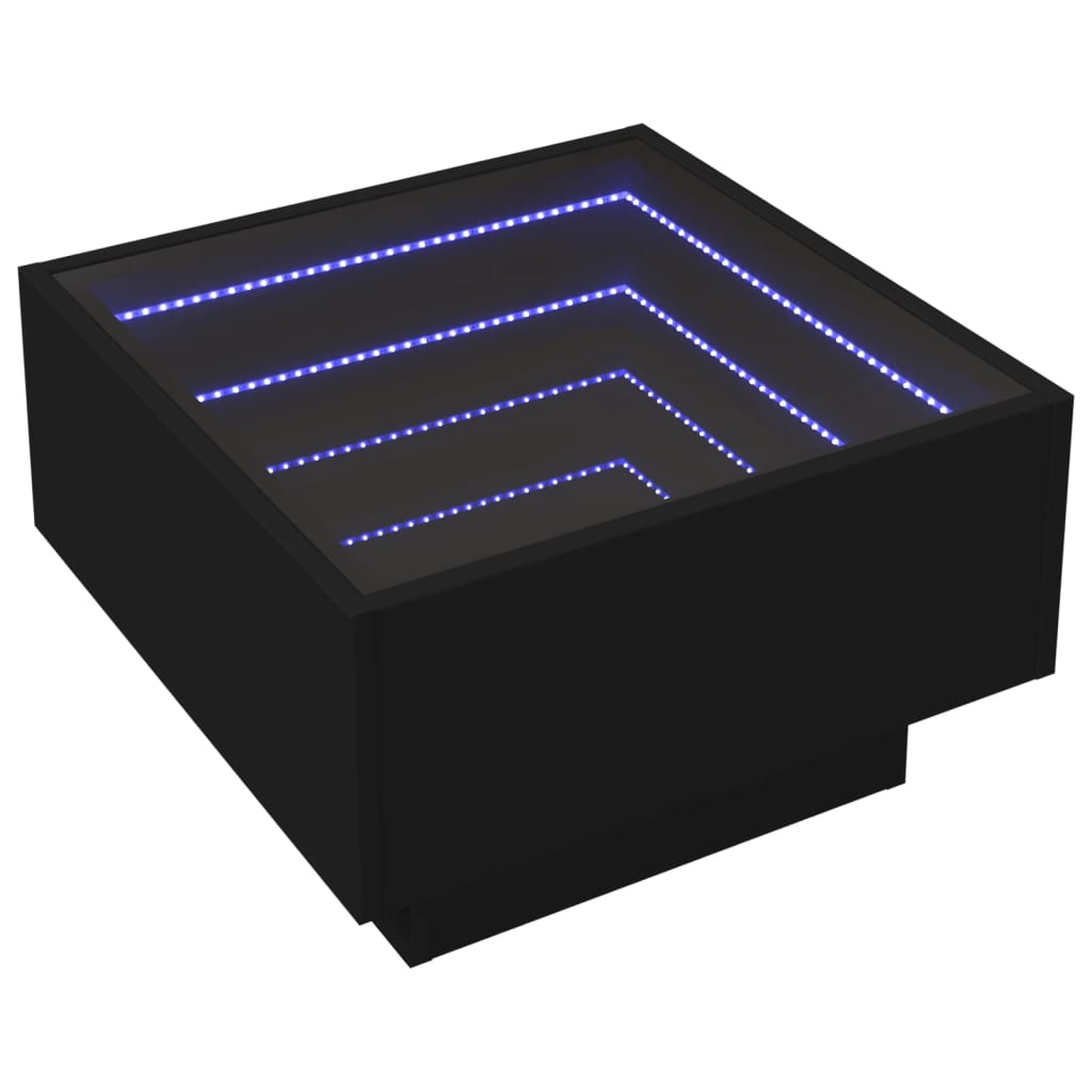 Table basse LED noire 50x50x30 cm en bois