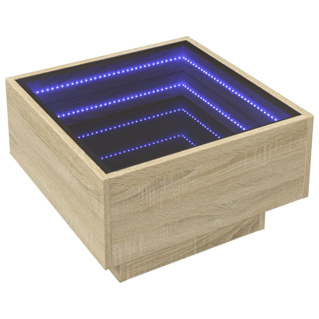 Table basse LED Chêne Sonoma 50x50x30 cm en bois