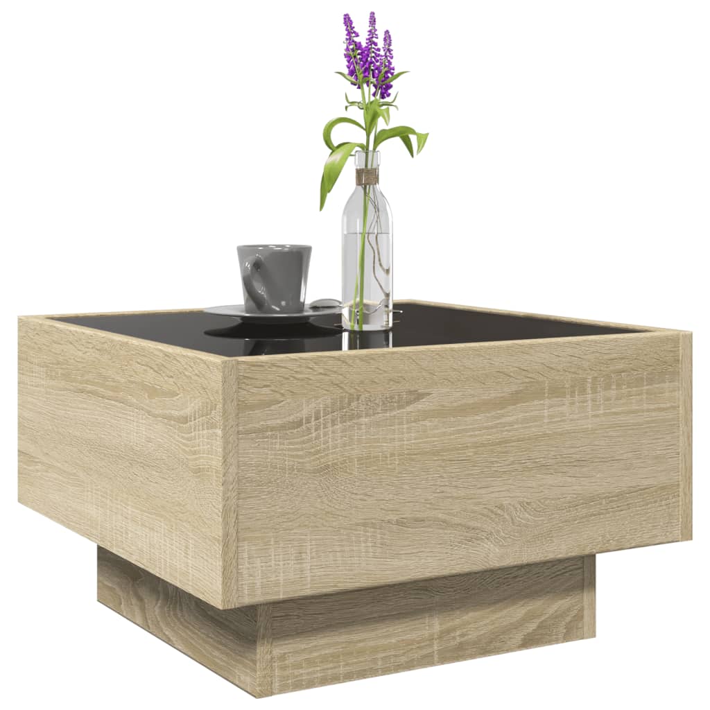 LED-Couchtisch Sonoma Eiche 50x50x30 cm Holzwerkstoff