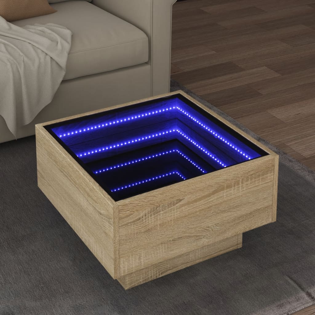 Table basse LED Chêne Sonoma 50x50x30 cm en bois