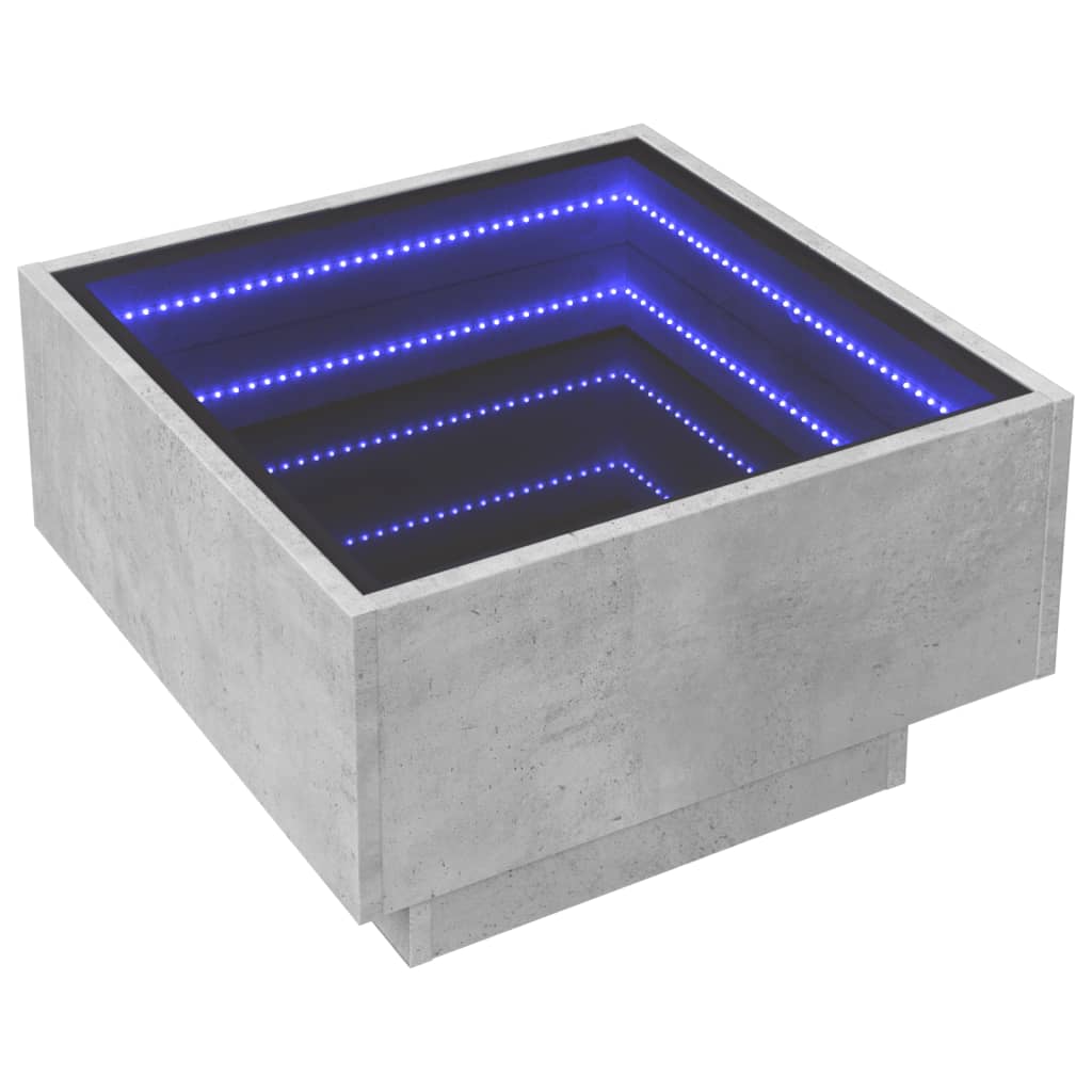 Table basse LED gris béton 50x50x30 cm en bois