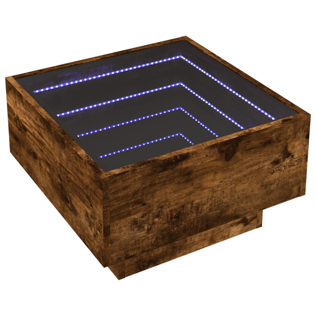 Table basse LED chêne fumé 50x50x30 cm matériau bois