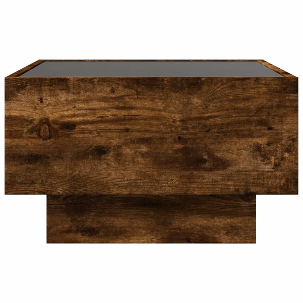 Table basse LED chêne fumé 50x50x30 cm matériau bois