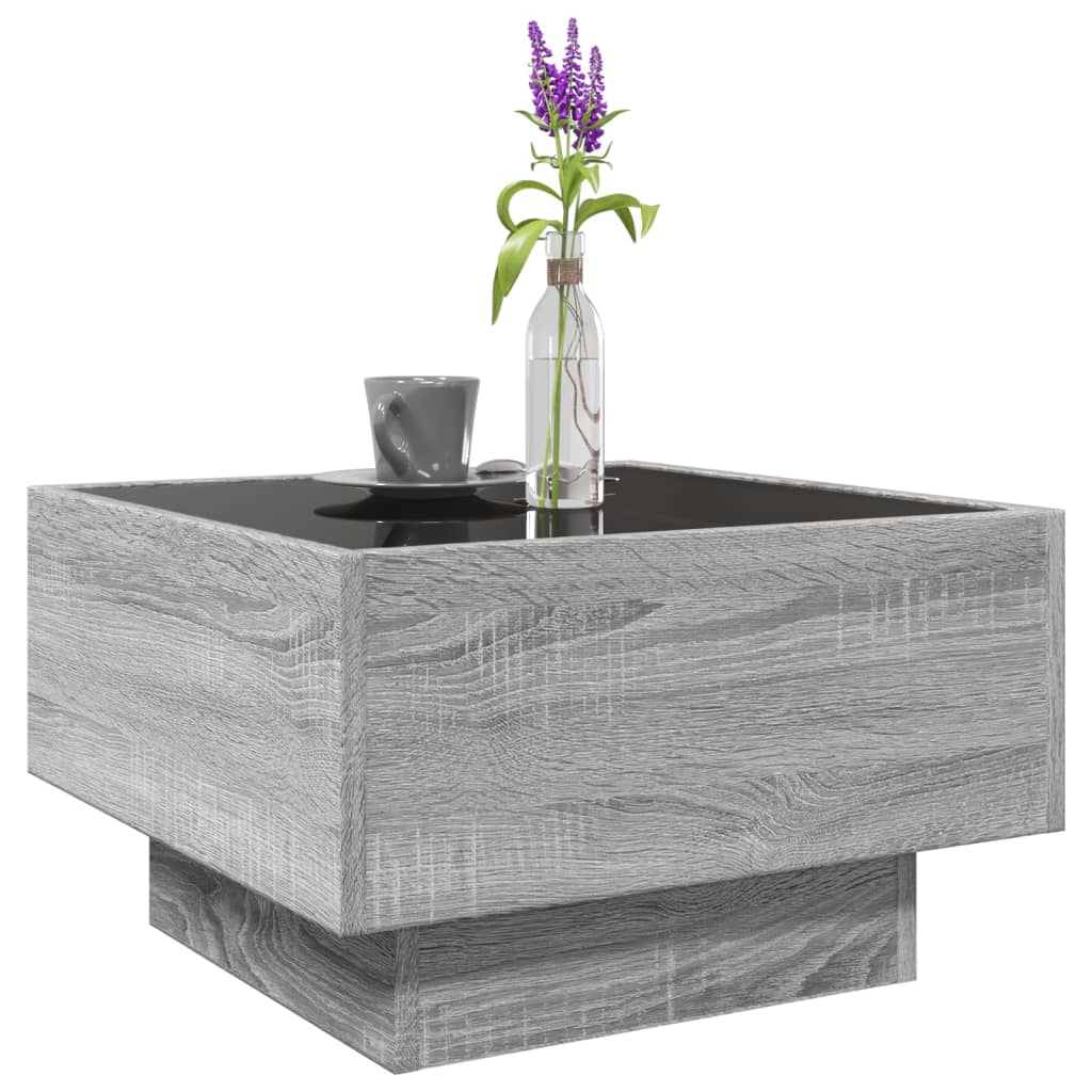 Table basse LED grise Sonoma 50x50x30 cm en bois