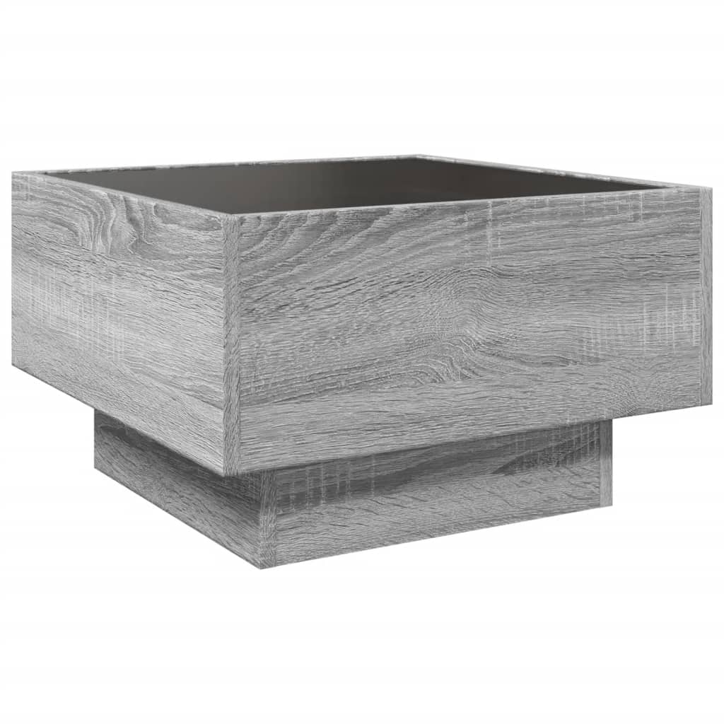 Table basse LED grise Sonoma 50x50x30 cm en bois