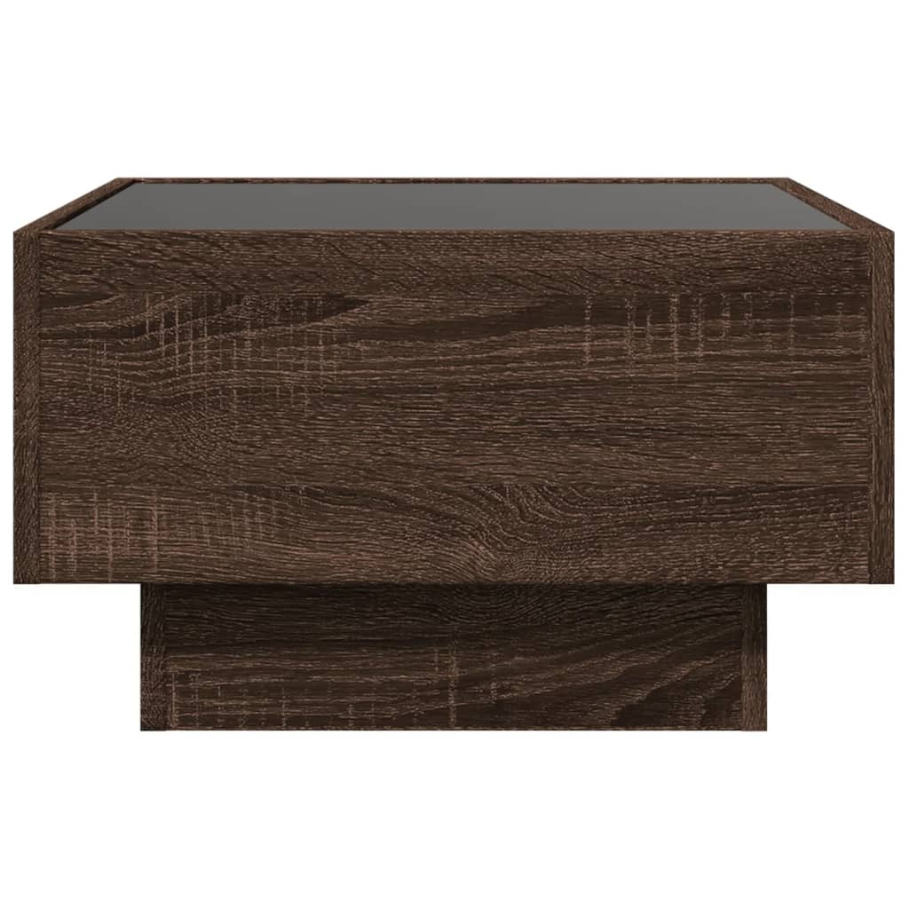 Table basse LED aspect chêne marron 50x50x30 cm matériau bois